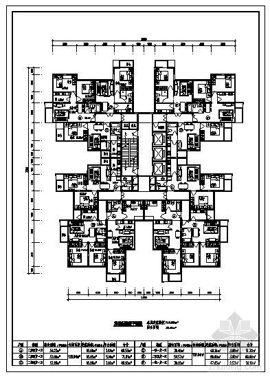 住宅楼栋单元组合平面图资料下载-塔楼住宅建筑标准层平面图(720m2)