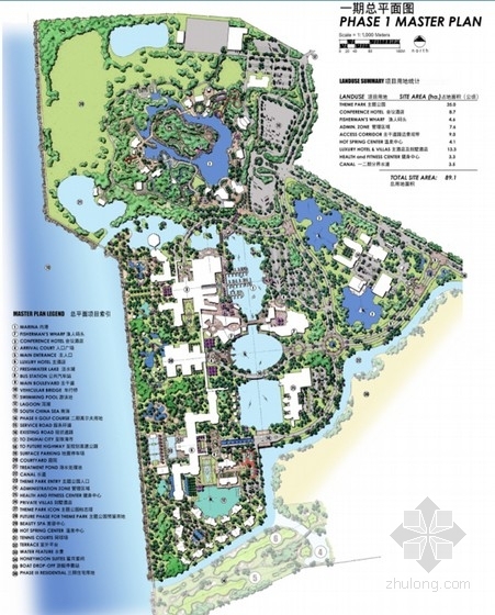 度假村规划图平面图资料下载-[珠海]海洋温泉旅游度假村景观设计平面图