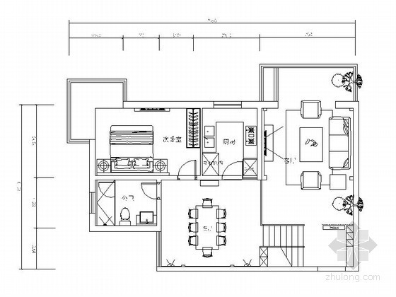 室内错层设计资料下载-错层式住宅室内装修图