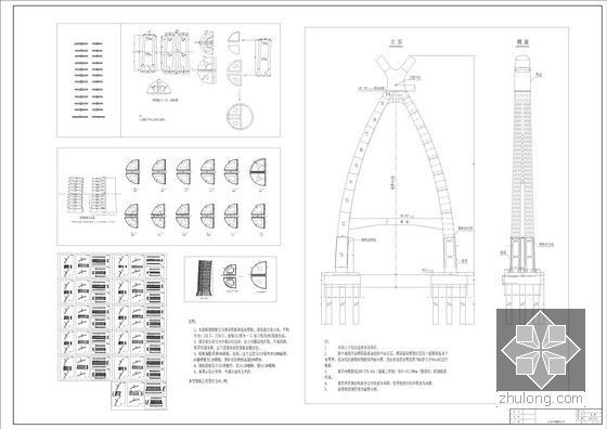 45+410+45m羊角编钟造型悬索桥实施性施工组织设计（110页附多个CAD图）-主墩模板设计图