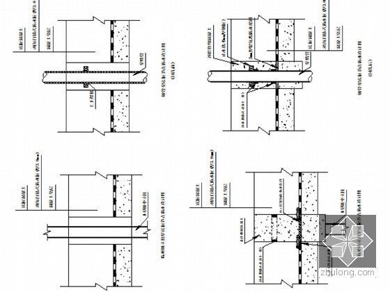 机场城际铁路工程施组设计（U型槽 隧道）-临时立柱、钢板穿底板节点防水构造图
