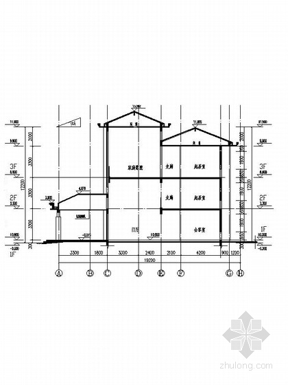 [新农村]三层独栋别墅建筑施工图（含效果图 推荐参考）-三层独栋别墅建筑剖面图 