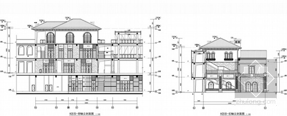 [辽宁]欧式风格住宅区规划设计方案文本-住宅区剖面图
