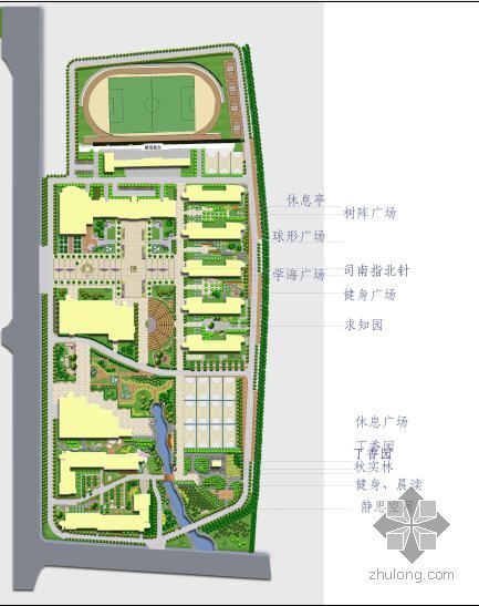 园林校园平面图资料下载-内蒙古乌海市某中学校园规划平面图