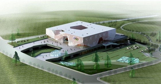 文化体育馆建筑设计资料下载-[云南]方形透明屋顶综合性甲级体育馆建筑设计方案文本（含三套方案）