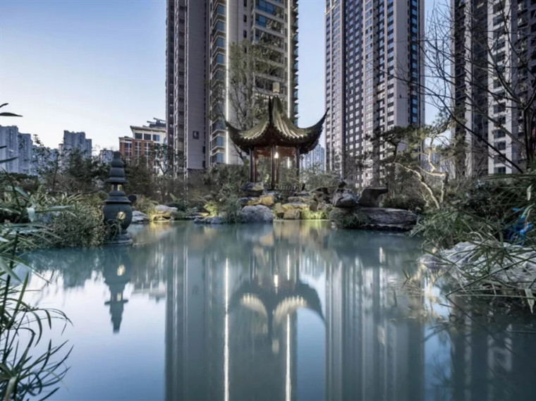中国古典元素设计资料下载-漳州建发碧湖双玺住宅景观