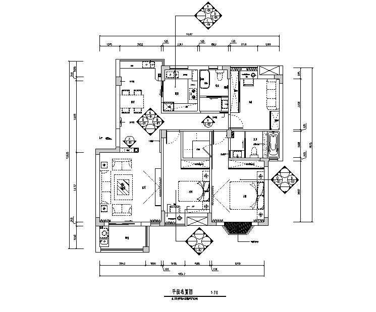 楼盘三居室效果图资料下载-[江西]混搭风格三居室住宅设计施工图（附效果图+软装配置）