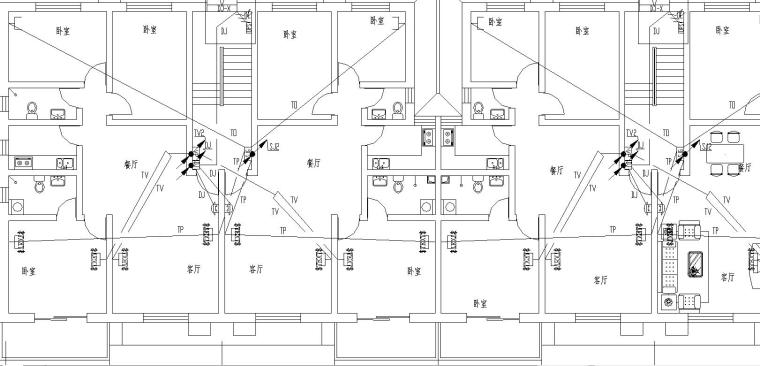 某教工宿舍电气图-弱电平面图