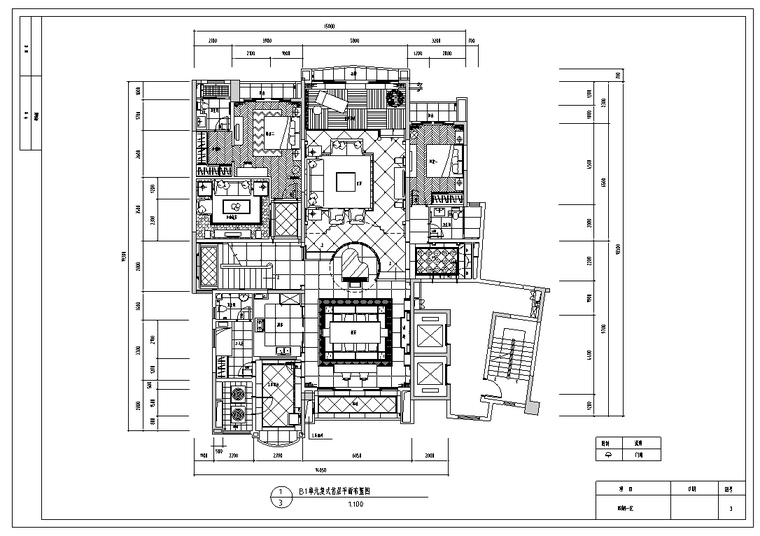 北京星河湾B1复式室内设计施工图-首层平面布置图