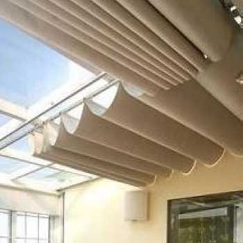 顶棚玻璃顶资料下载-折叠式天棚帘，厂家直销