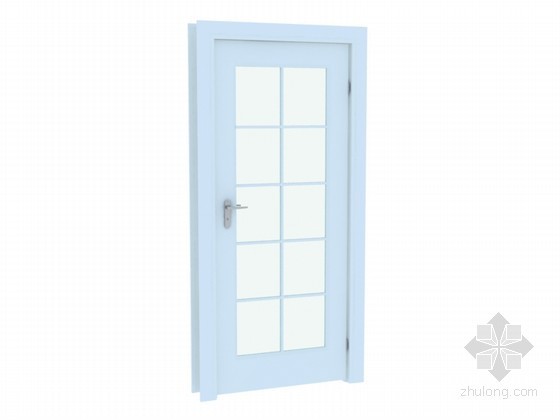 3d玻璃门窗模型资料下载-白色玻璃门3D模型下载