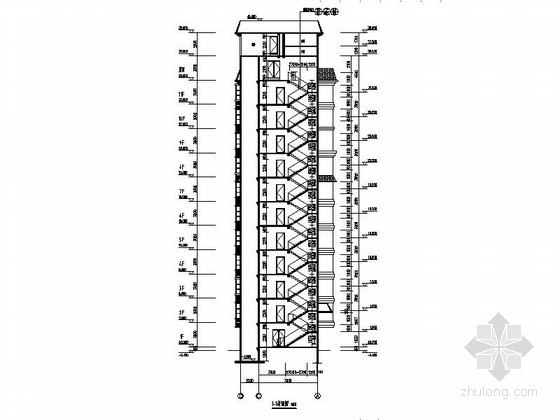 [海南]现代风格高层保障性住房建筑规划设计施工图-现代风格高层保障性住房建筑剖面图 