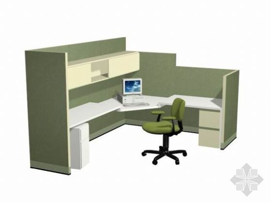 电脑桌椅组合3d模型资料下载-办公桌椅组合