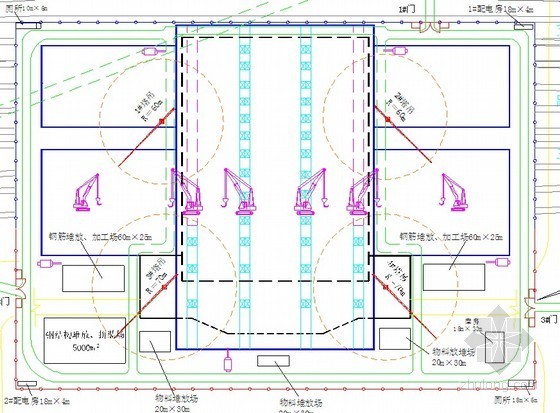 [湖南]钢桁架结构站房工程施工组织设计（750页，图表全面平面布置图、进度计划）-土方开挖现场平面布置图