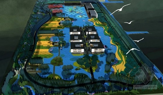 [上海]观赏鱼综合田园观光农业园景观规划设计方案（北京著名景观公司） -鸟瞰图 