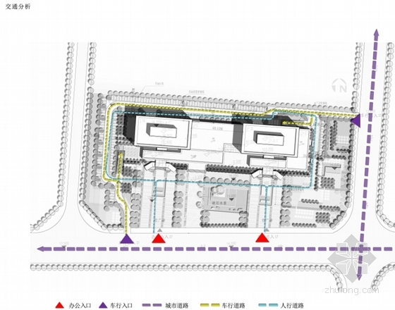 [山东]24层U字型办公建筑设计方案文本（知名设计院）-24层U字型办公建筑设计分析图