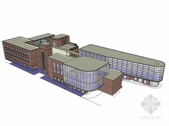 建筑系管教学楼设计资料下载-教学楼建筑SketchUp模型下载