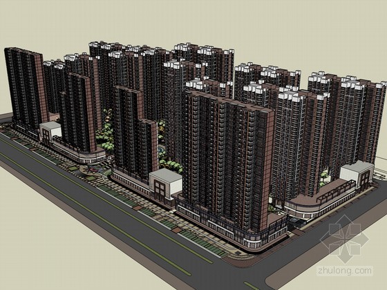 小区社区su模型资料下载-现代社区SketchUp模型下载