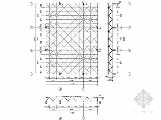 50米网架结构施工图纸资料下载-逸夫图书馆网架采光工程结构施工图（含计算简图）