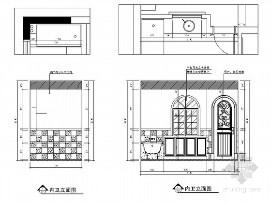 01[苏州]田园地知名地产风格两居室装修CAD施工图（含效果图）卫生间立面图