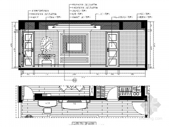 [四川]海景洋房欧式五居室样板房CAD施工图（含效果）主卧室立面图