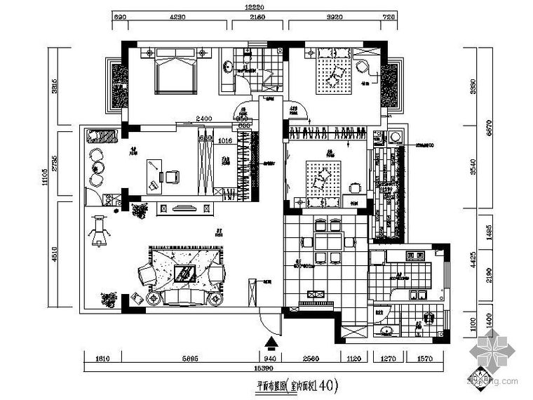 现代经典四居装修施工图资料下载-180㎡现代四居装修图(含效果)