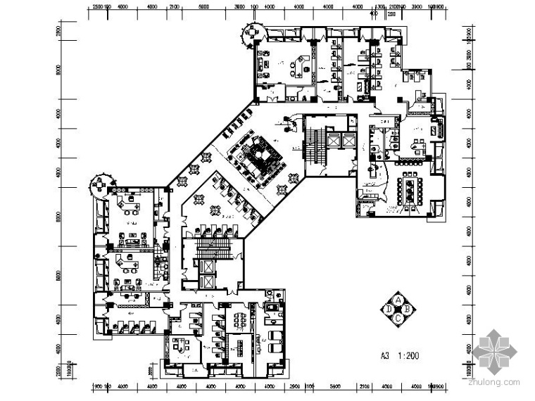 办公空间室内设计CAD资料下载-某公司办公空间室内设计装修图