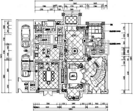 欧式别墅装修CAD资料下载-某四层别墅装修图（欧式）