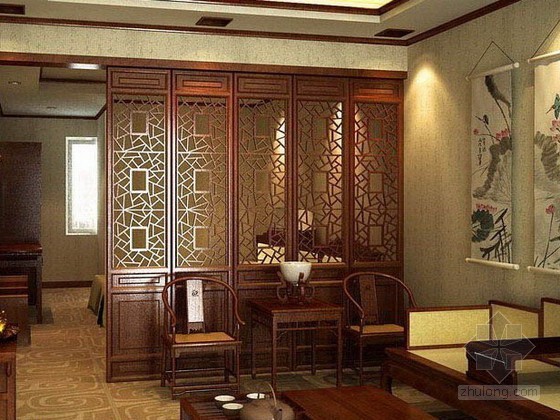 别墅室内中式风格资料下载-中式风格客厅