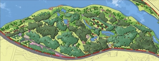 [江西]滨江绿地及河口湿地生物公园规划设计方案-总平面 