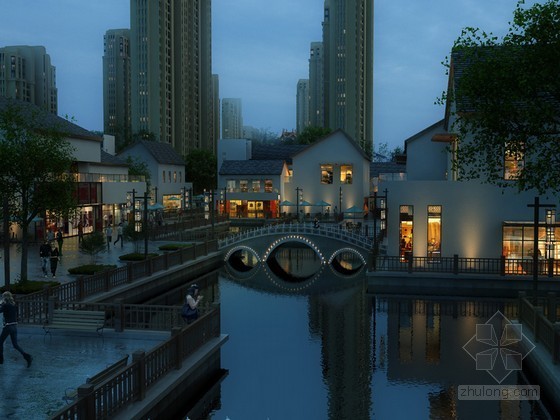 古建筑门头3d模型资料下载-古建筑夜景3D模型下载