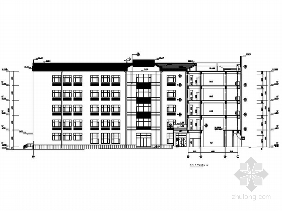 [辽宁]五层中式风格高校教学楼建筑施工图-五层中式风格高校教学楼建筑剖面图