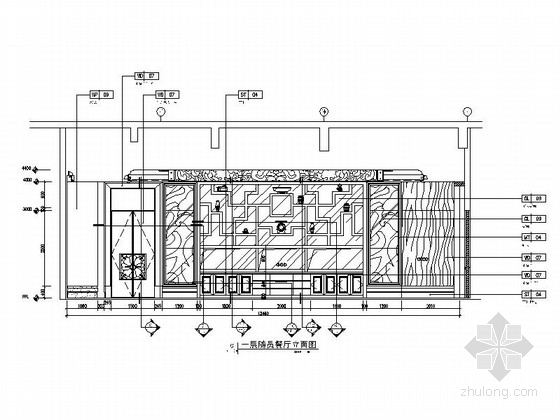 [东莞]五星级大酒店特色风情餐厅CAD装修施工图餐厅立面图 