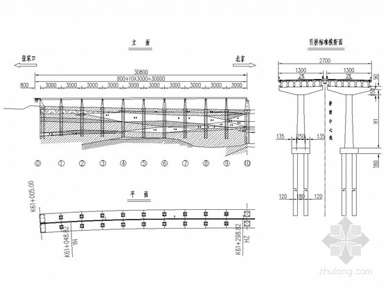 30m梁预应力钢束资料下载-10×30m预应力混凝土T梁引桥全桥施工图（54张）