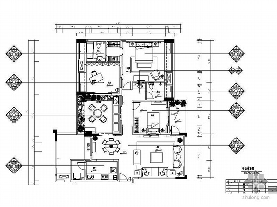 花坛设计图cad资料下载-[重庆]精品欧式四居室样板房设计图