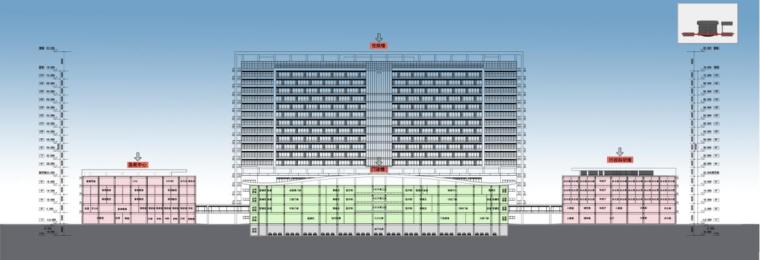 [广东]现代简洁造型综合性人民医院建筑设计方案文本-现代简洁造型综合性人民医院建筑剖面图