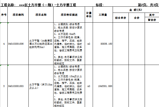 [广东]2018某城地块开发土方平整工程量清单实例(图纸)-土方平整工程量清单