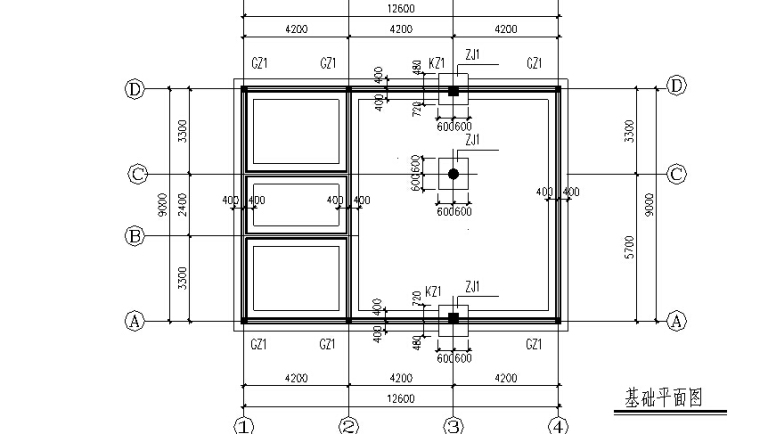 某工艺楼工程量计算书实例（含图纸）-基础平面图