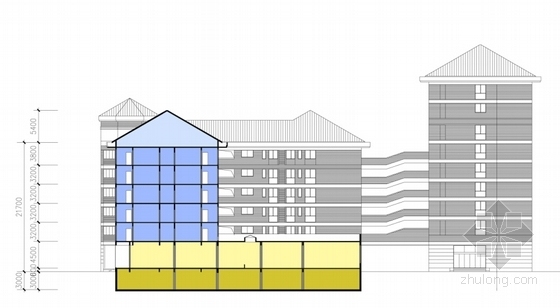 [江苏]现代风格市级重点中学校园规划设计方案文本-现代风格市级重点中学校园规划剖面图