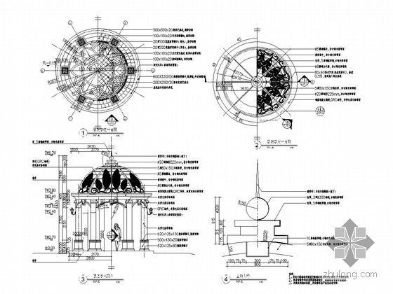 欧式景亭施工详图25例-景观亭详图