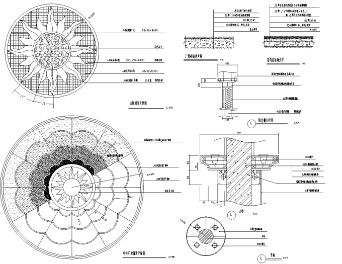 南方园林景观施工图CAD图纸-中心广场铺装平面图