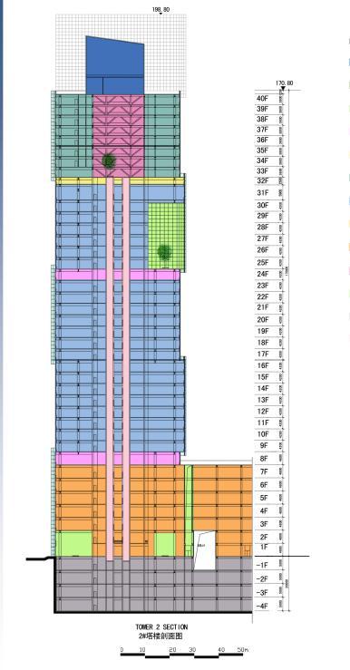 [天津]超高层现代风格塔楼商业综合楼建筑设计方案文本-超高层现代风格塔楼商业综合楼建筑剖面图