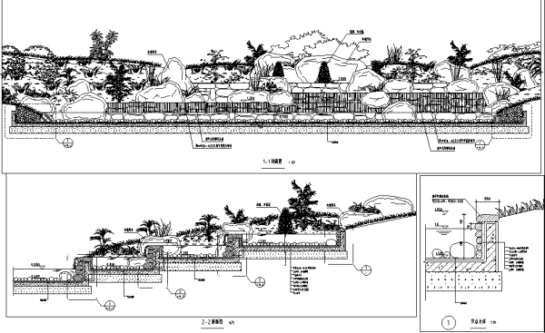 [浙江]江景豪宅高端现代住宅区景观设计全套施工图-跌水瀑布水景设计详图