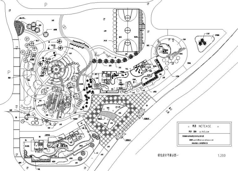 [上海]某小区居住区全套绿化景观施工图设计（CAD） -绿化设计平面分图一