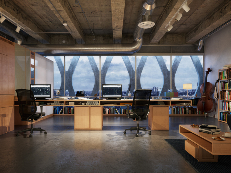 室内办公室模型下载资料下载-宽敞舒适办公室3D模型下载
