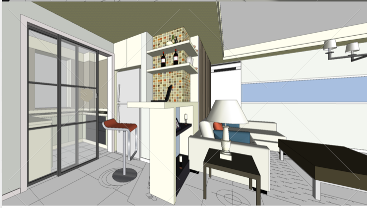 家装室内设计平面图资料下载-现代风格特色家装室内设计SU模型
