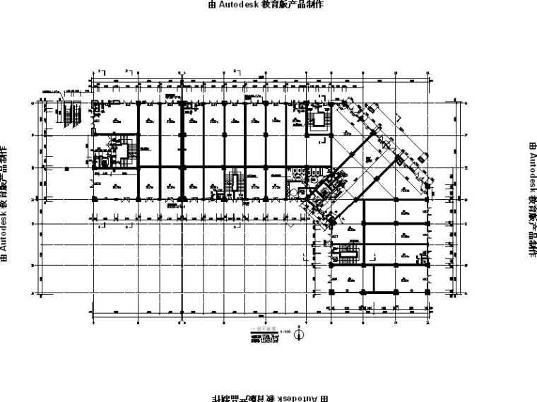 [宁夏]高层现代风格商业综合体建筑施工图（含效果图及计算书）-高层现代风格商业综合体建筑平面图