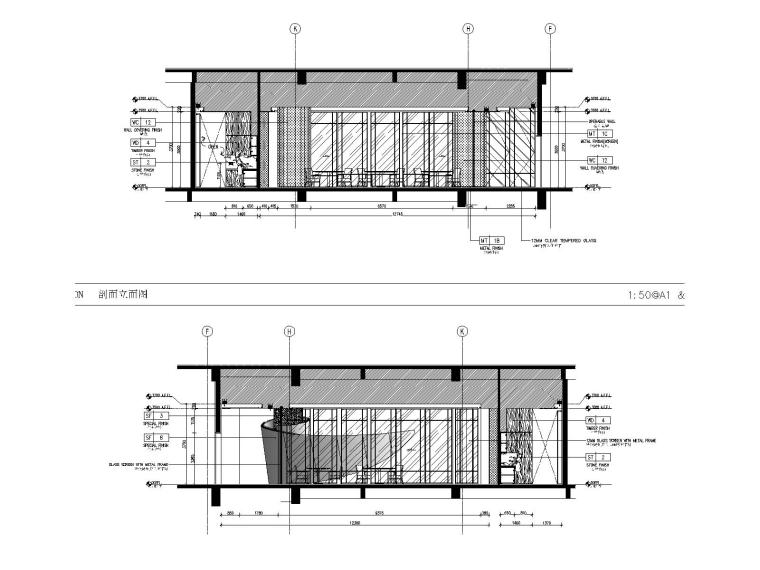 某大型中餐厅装修设计全套施工图-餐厅立面图