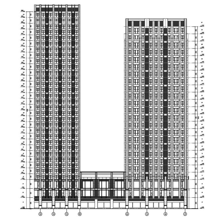 [合肥]高层现代Artdeco风格塔式住宅建筑（知名地产两套方案）-高层现代Artdeco风格塔式住宅建筑立面图