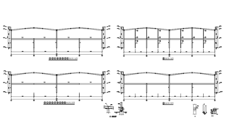 钢承板两层门式钢架厂房结构施工图（CAD，28张）-结构立面图